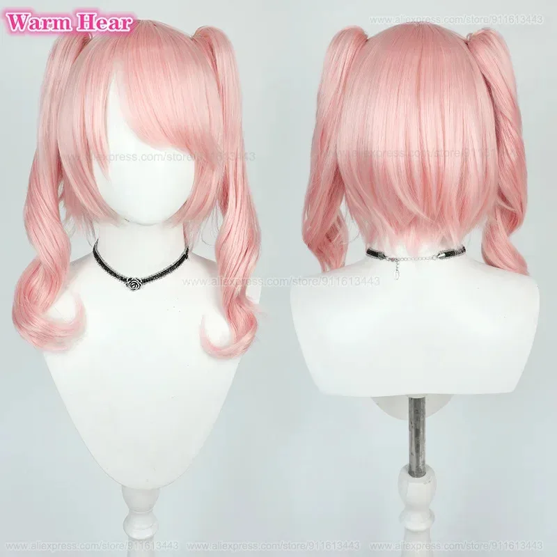 วิกผมคอสเพลย์อะนิเมะสไตล์อิเคียวมะ มิซึกิ แบบยาว 60 ซม./40 ซม. สีชมพูอ่อนแบบควัน ทนความร้อน x;3,v'6.f;9