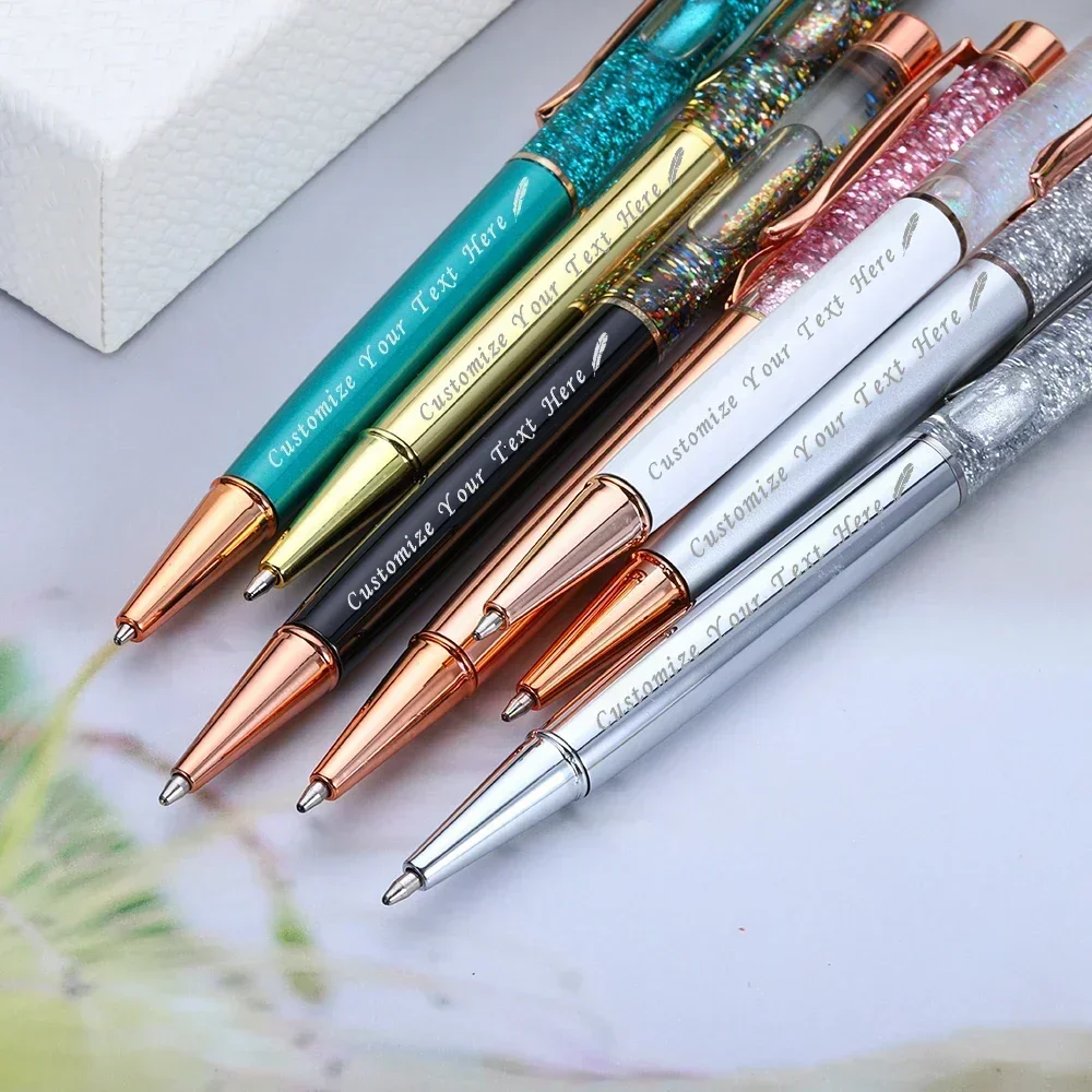 1pcs Gold Aluminum Ballpoint Pens Office Birthday Gifts Free Engraved Name Private Laser Custom Logo Personalized Custom