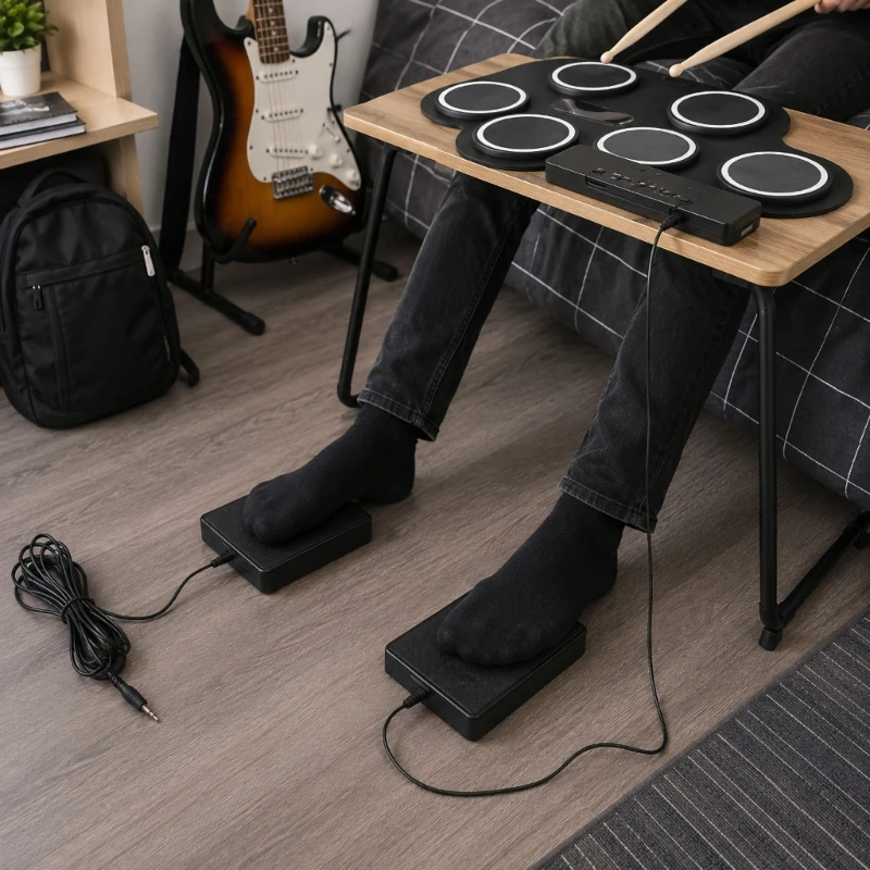 pedal-bumbo-bateria-para-bateria-eletronica-com-dois-pedais-e-plugue-35-mm-uso-pratico-e-substituicao-acabamento