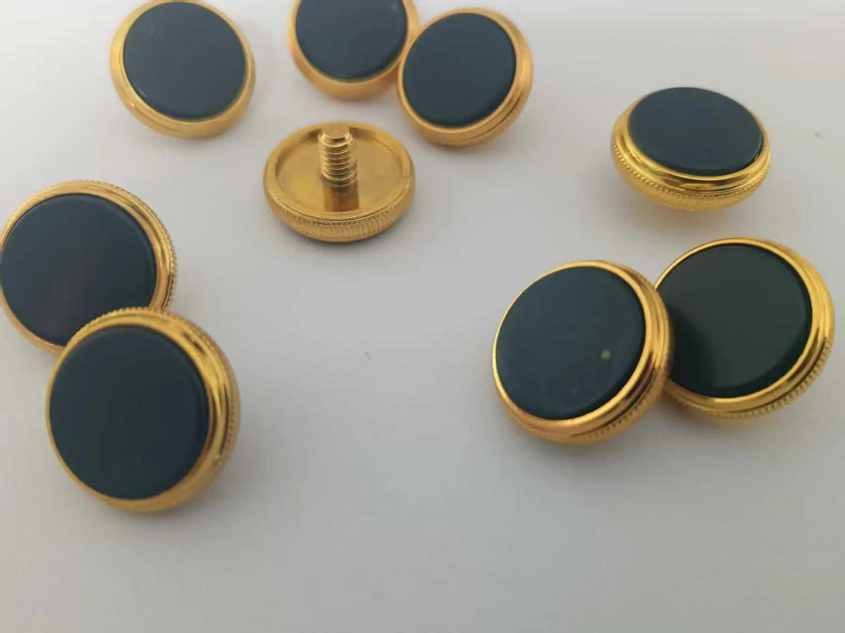 1set B-flat Trumpet Instrument Keys, Gold-plated Round Keys with Natural Material Inlays, Brass Instrument Accessories