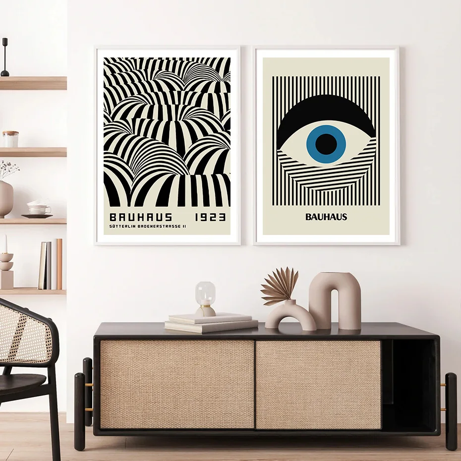 Modern Abstract Bauhaus Line Eye Leopard Black Wall Art Posters Canvas Painting Print Pictures Living Room Interior Home Decor