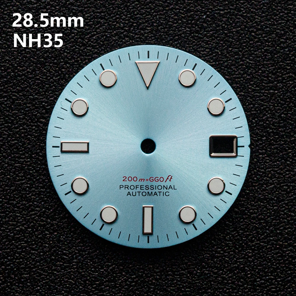 28,5 mm S Logo SUB Sunburst Dial Nadaje się do NH35/NH36 Japoński mechanizm Zielone świecące akcesoria do modyfikacji zegarka