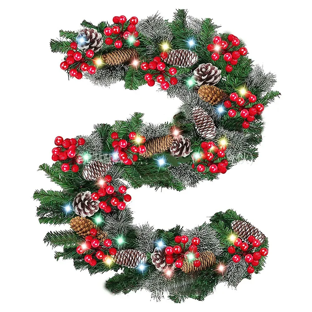 

Christmas Garlands With Pinecones Red Berries Artificial Christmas Wreaths For Home Xmas Tree Stairs Door New Year Decoration