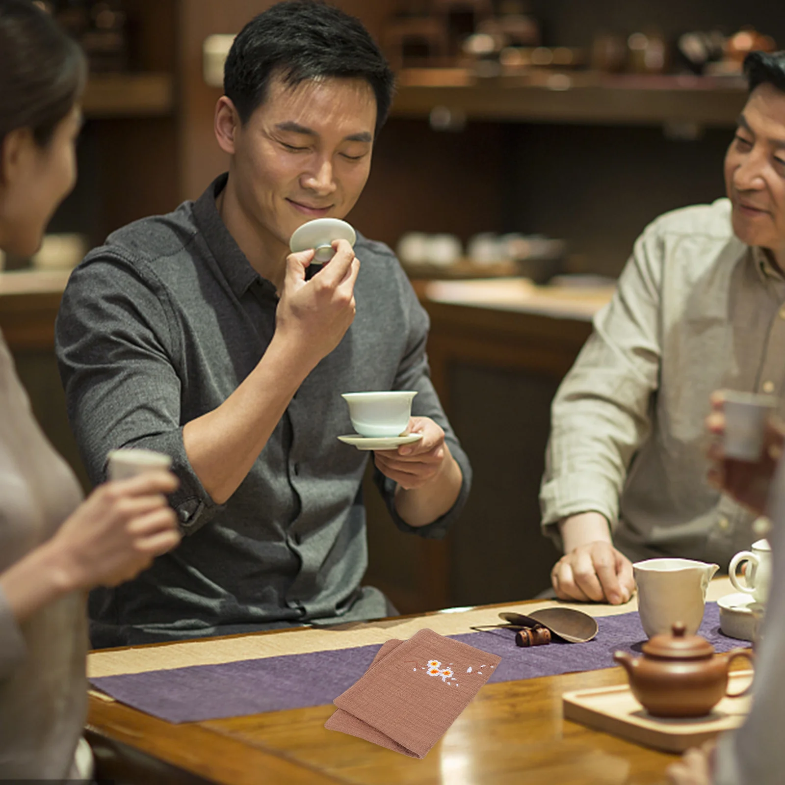 

2Pcs Absorbent Cotton Tea Towels Vintage Embroidered Multipurpose Practical Dish Towel for Kitchen Tea Pot Bowl Wiping Household