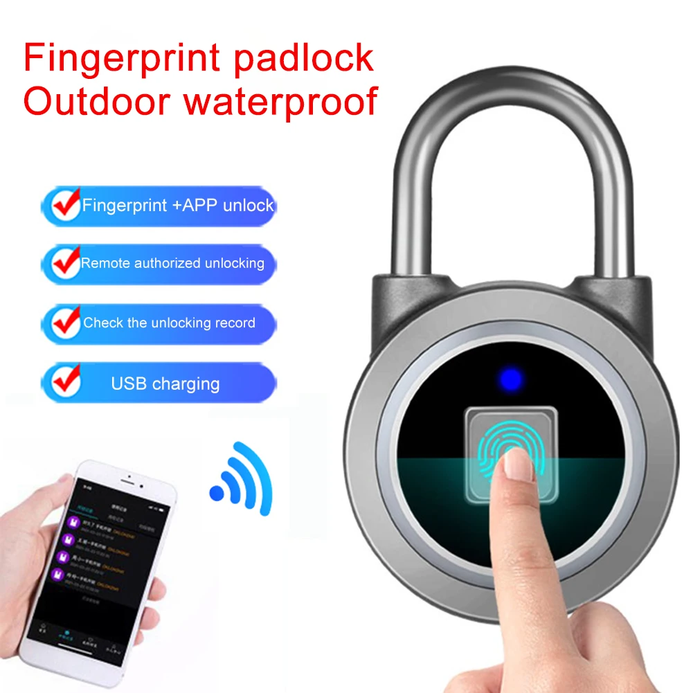 Smart Padlock Fingerprint Lock APP Keyless Unlocking Smart Fingerprint Lock Waterproof Anti-theft Door Drawer Lock For Home