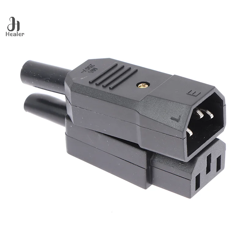 1pc AC 3Pin Socket Straight Cable Plug Connector Female Male Plug C13 C14 16A 250V