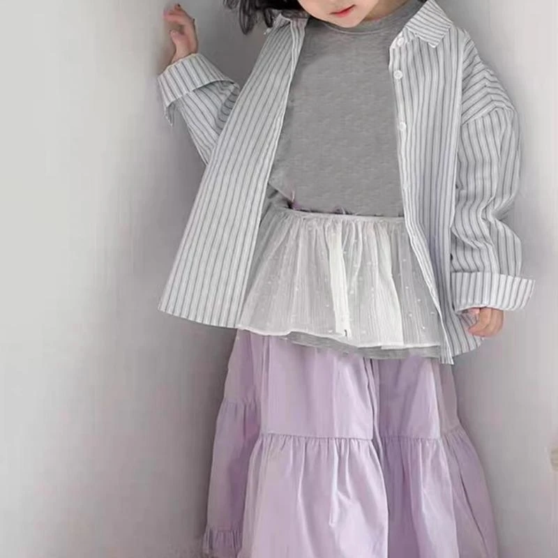 N80C Baby Fart Curtain 2025 Spring Summer Girls Skirt Color Lace-up Apron Stackable Hem Skirt Curtain for Daily