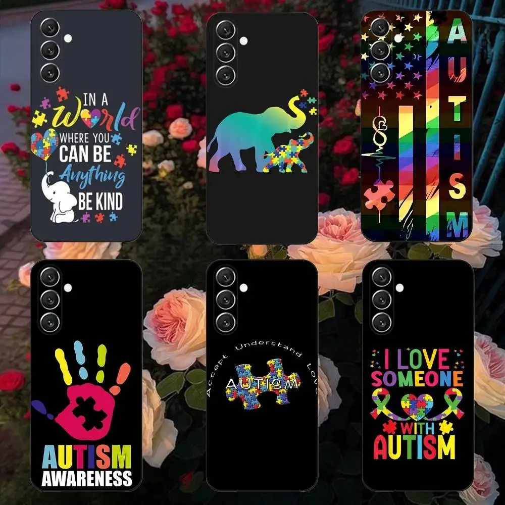 

Autism Support Puzzle Phone Case Phone Case For Samsung Galaxy A13,A21s,A22,A31,A32,A52,A53,A71,A80, Soft Black Shell
