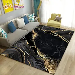 Nordic Black Gold Blue Marble Area Rug Large,Carpet Rug for Living Room Bedroom Sofa Doormat Decoration,kids Non-slip Floor Mat