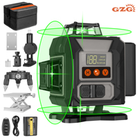 1 Set GzG Professional 4D Laser Level - 16 Lines, Self-Leveling Green Beam, USB Rechargeable with LCD Display & Remote Control,