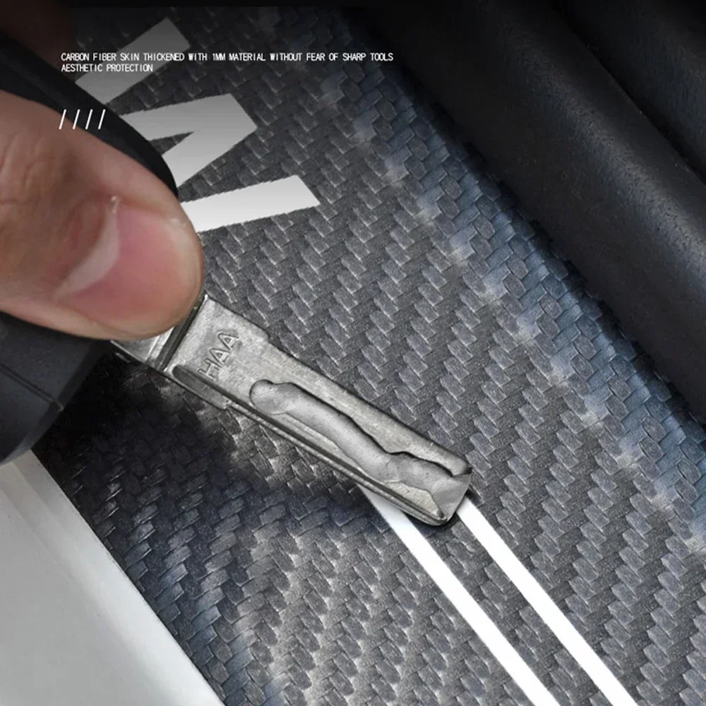 4Pcs Car Door Sill Protector Decals Carbon Fiber Stickers for Dacia Logo Duster Spring Logan Sandero Jogger Lodgy Bigster Dokker view 6