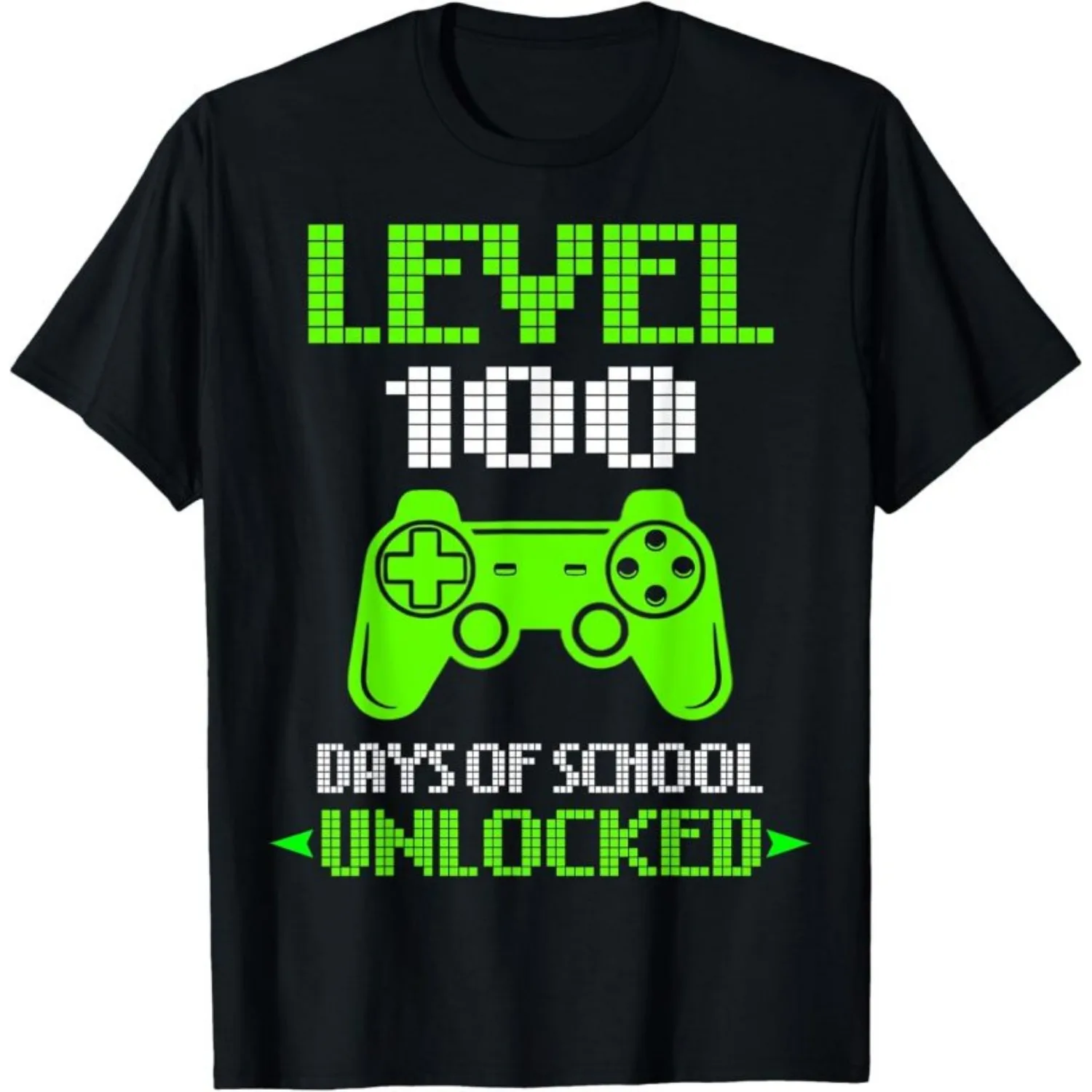 Kids Blcak Short Sleeve Graphic T-Shirt, 100th Day of School Shirt Kids Video Games Boy Gift Gamer T-Shirt