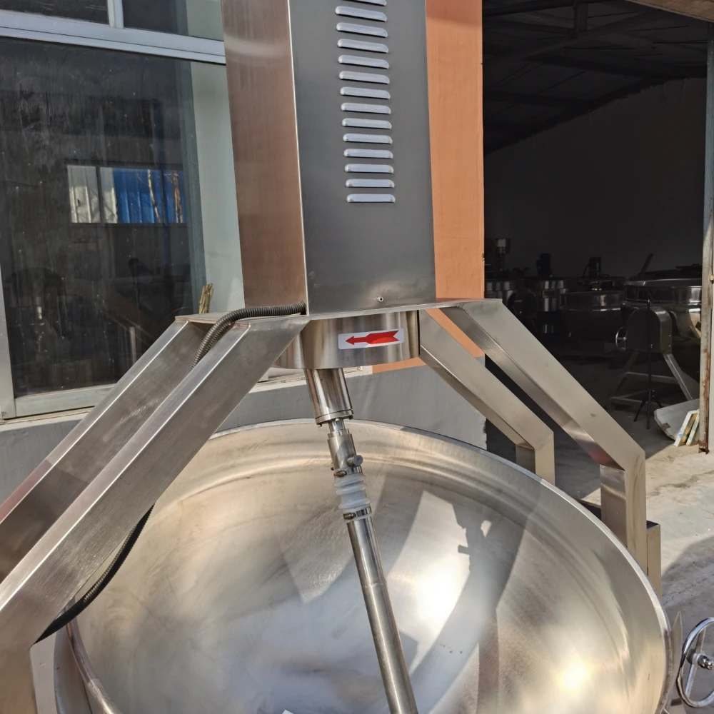 100L Gas Steam Jacketed Cooking Kettle Boiling Frying Cook Beans With Stir Agitator Mixer Cooker Machine,High-quality