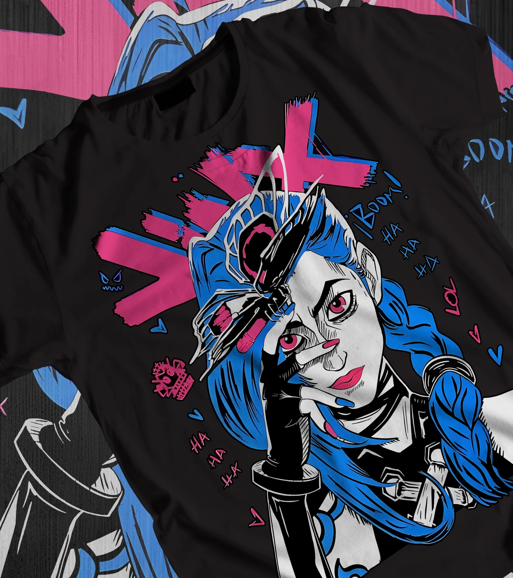 Jinx Arcane T-Shirt Japanese Anime Cartoon Jinx Arcane Graphic T-Shirt