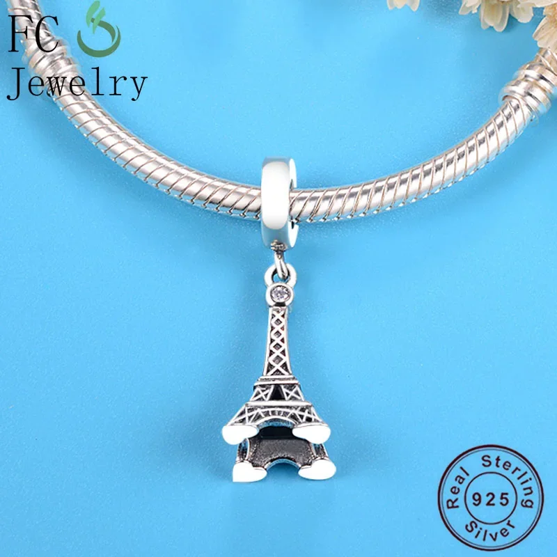 FC Jewelry Fit Original Pan Charms bracciale collana 925 argento Paris torre Eiffel ciondolo Bead Valentine Berloque fatto a mano