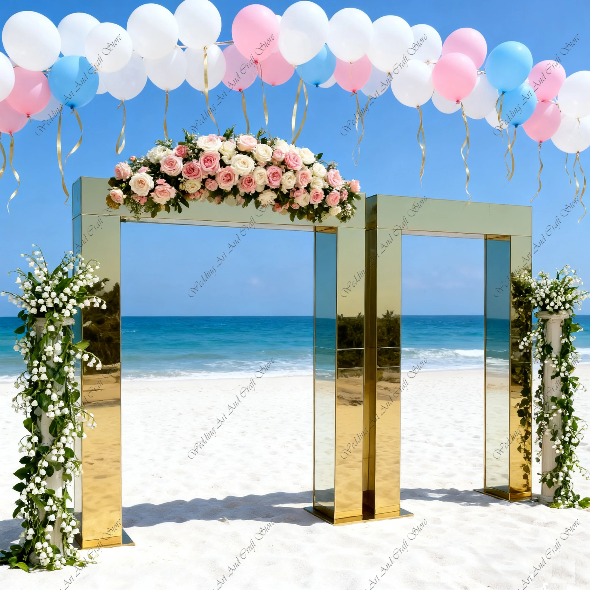 3pcs f30 Wedding Backdrop Decoration Shiny Silver Stainless Steel Backdrop Square Arch Outdoor Wedding Stage Floral Arch ivy59