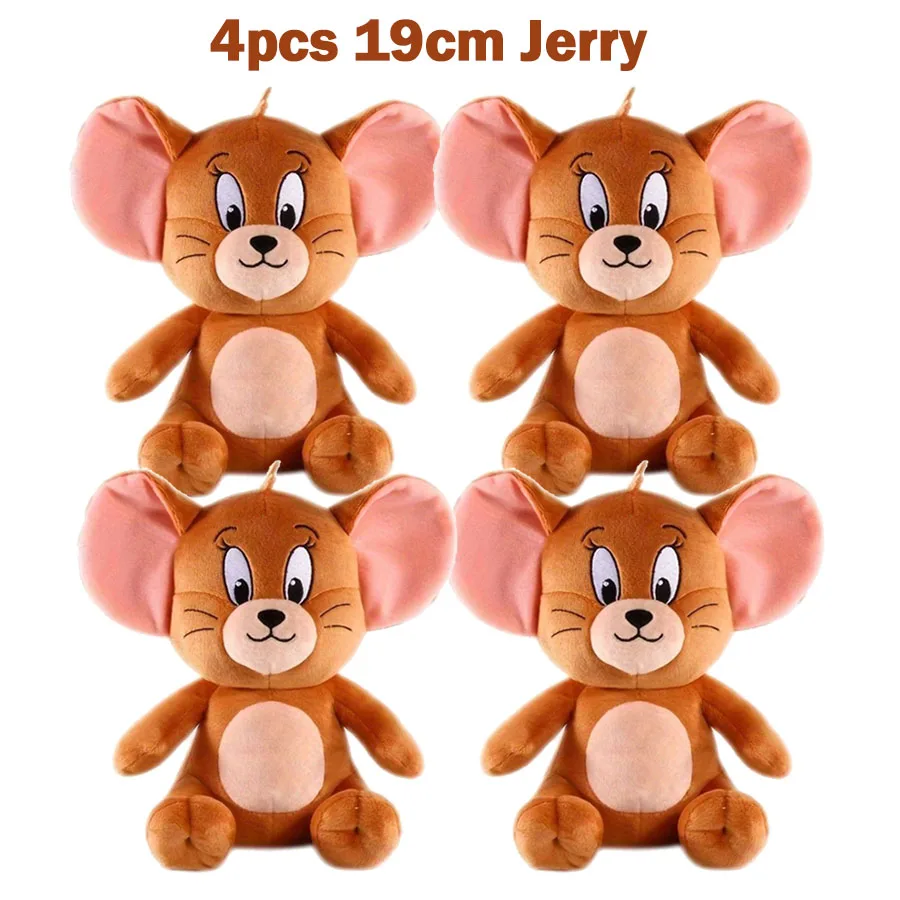4pcs/Pack 19cm Tom And Jerry Plush Toys Cute Cat Mouse Stuffed Doll Set Soft Throw Pillow Dolls Kids Birthday Gift