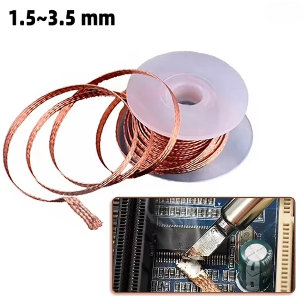 1mm-2.5mm-3.5mm 1.5M Desoldering Braid Solder Remover Wick Wire Welding Tin Sucker Cable Lead Cord Flux Repair Tool