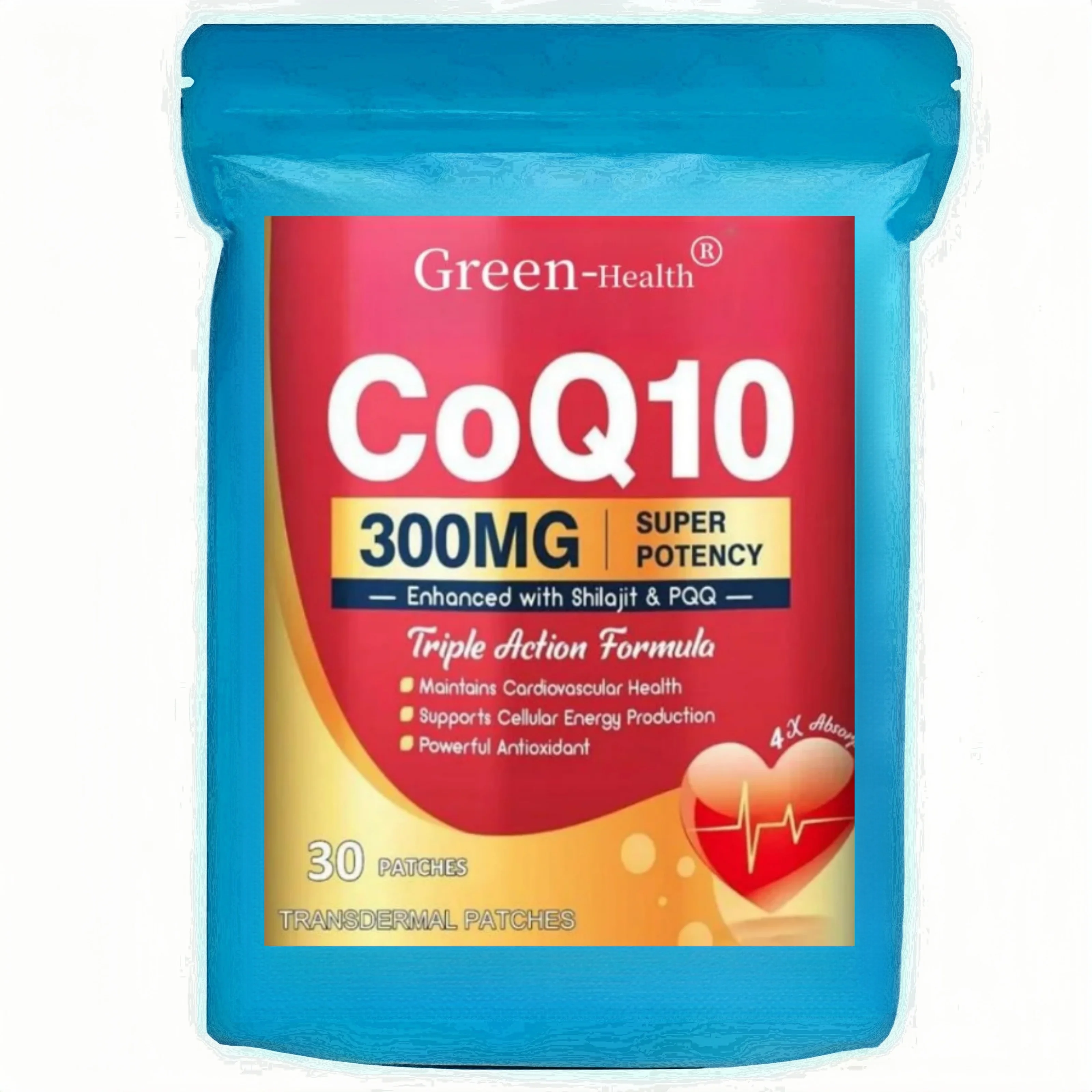 

Coenzyme Q10 Transdermal Patches Powerful Antioxidant for Heart & Brain Health and Energy - 30 Patches One Month Supply