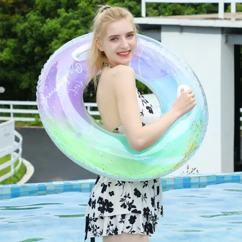 1pc Large  PVC Swimming Ring, Thickened Adult Floatie for Pool and Beach, Uncharged, Single Pack