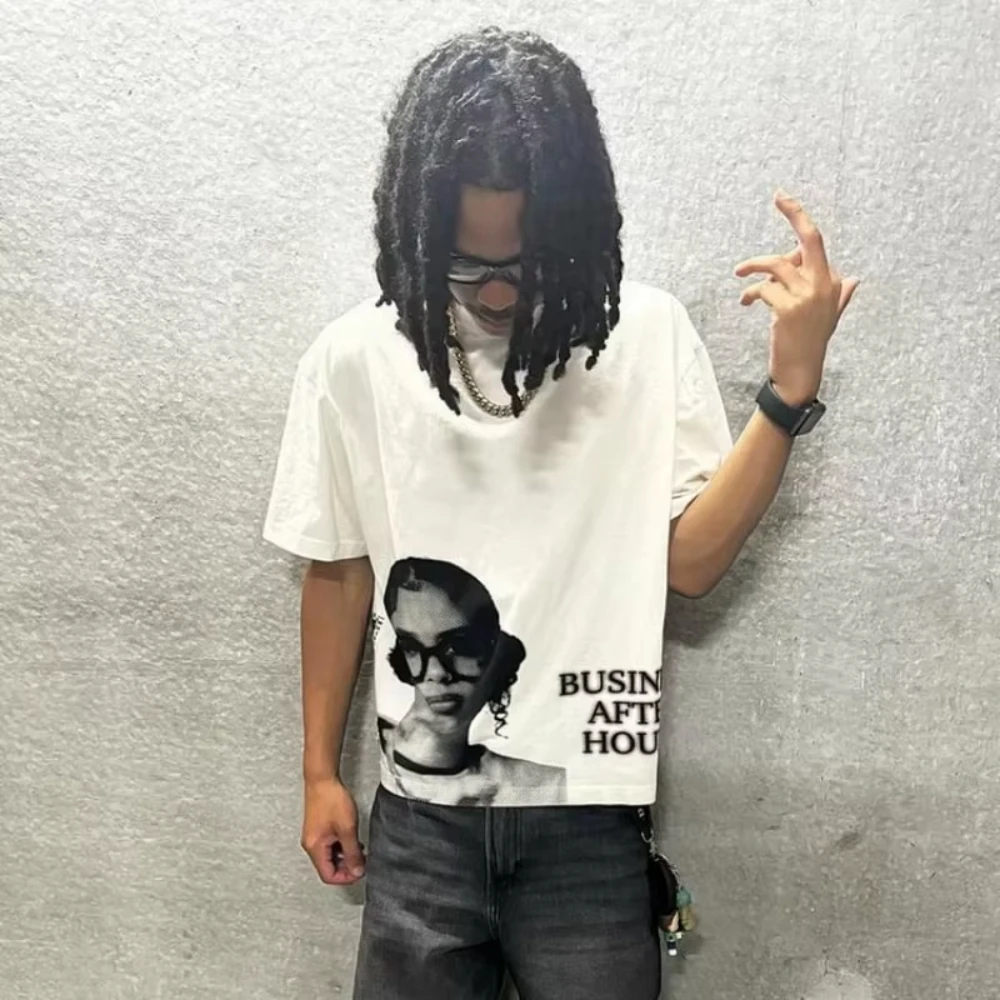 Street Business After Hours Graphics Casual Short Sleeve T-Shirt Men Y2K Cotton Vintage Oversize Tshirt Oversized T Shirt
