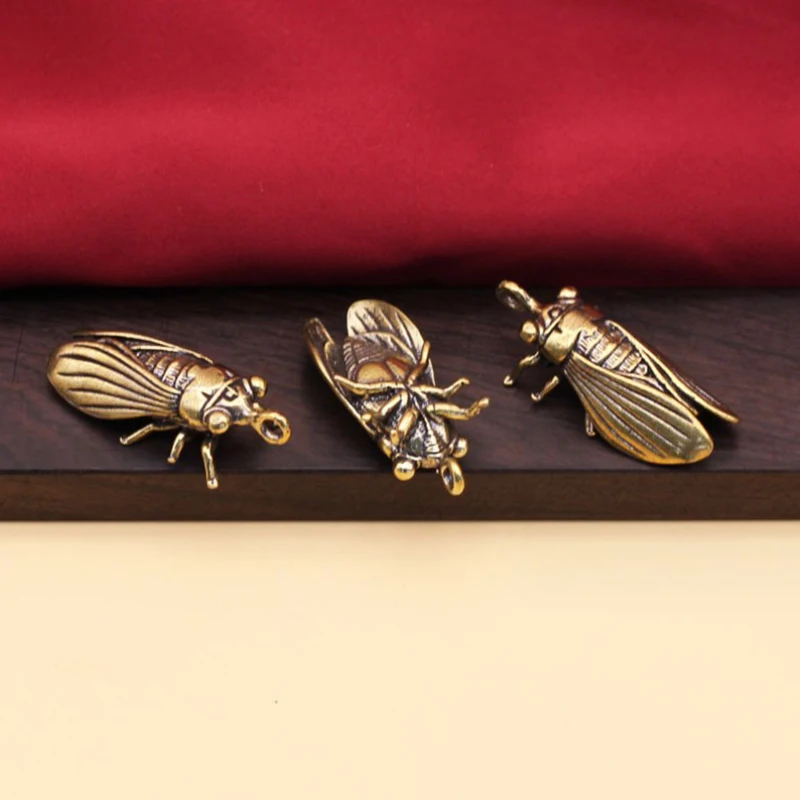 Imitation Solid Brass Toad Cicada Fish Figurine Ornaments Alloy Animal Model Statue Miniature Desk Decoration Vintage Home Decor