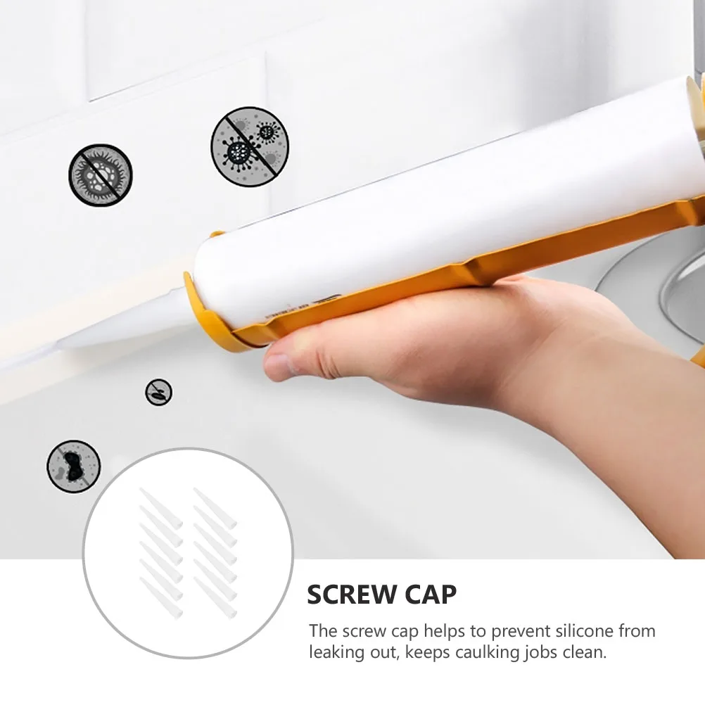 

50pcs Plastic Caulk Nozzles Caps White Reusable Durable Sealant Nozzle For Silicone Caulking Leak Proof Tools Gap Repair Wall