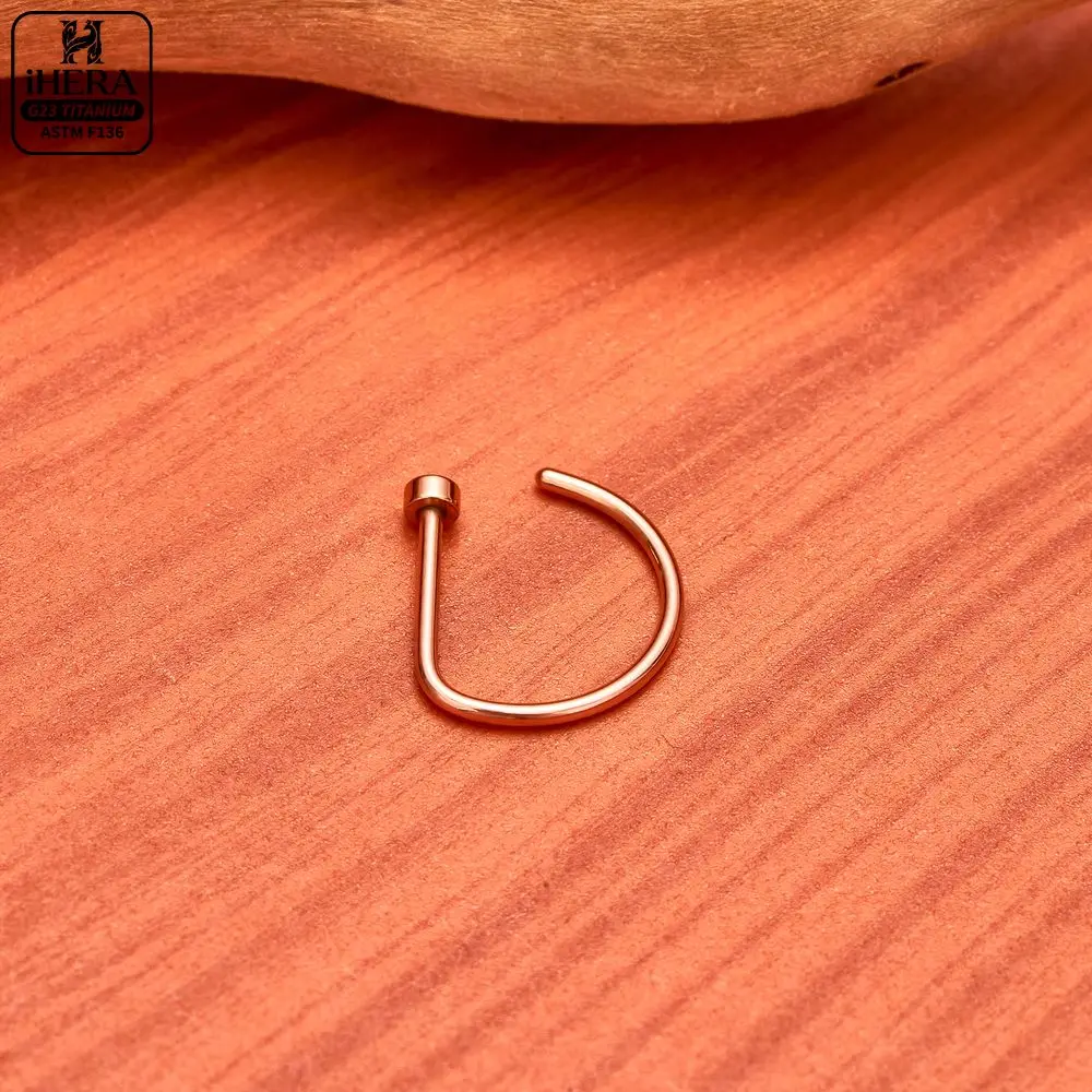 1/10PCS ASTM F136 Titanium Fake Nose Ring Hoop Non Piercing D Shape Nostril Lip Septum Earring Body Jewelry Kit