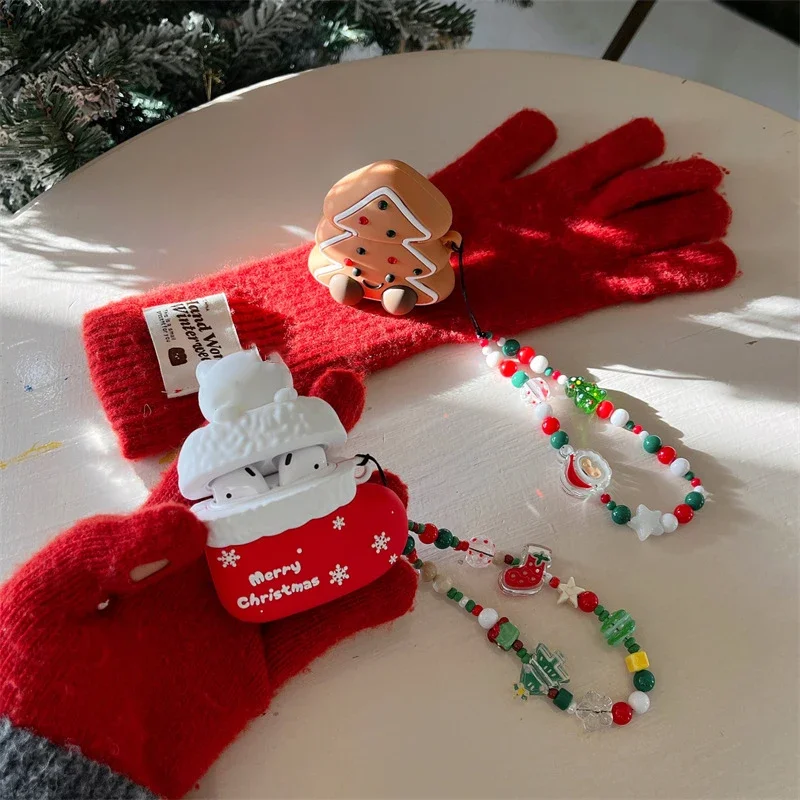 

Christmas Socks Tree Case for AirPods 4 Airpod 1 2 3 Pro Pro2 Bluetooth Earbuds Charging Box Protective Earphone Case Cover