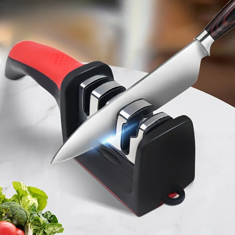 1pc Professional Blade Sharpener, Tungsten Diamond Ceramic Sharpening System, No Assembly Required, Kitchen Sharpening Tool