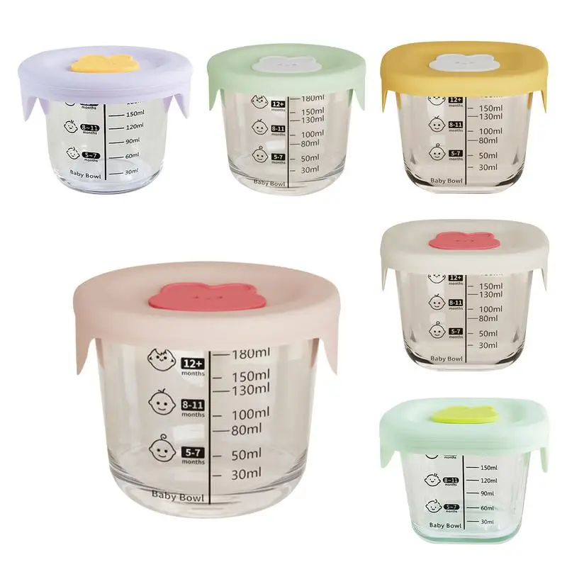 

Baby Food Container 230ML Glass Baby Food Prep Containers Glass Leakproof Microwave Safe Jar With Scale Minus 20-400 Degree