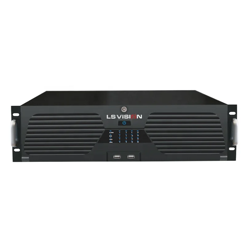LS VISION H.265 64 Channel 256M Bandwidth Alarm IP Camera Network Video Recorder 1080P 3MP 5MP 64CH Nvr Support 16 SATA/1 ESATA