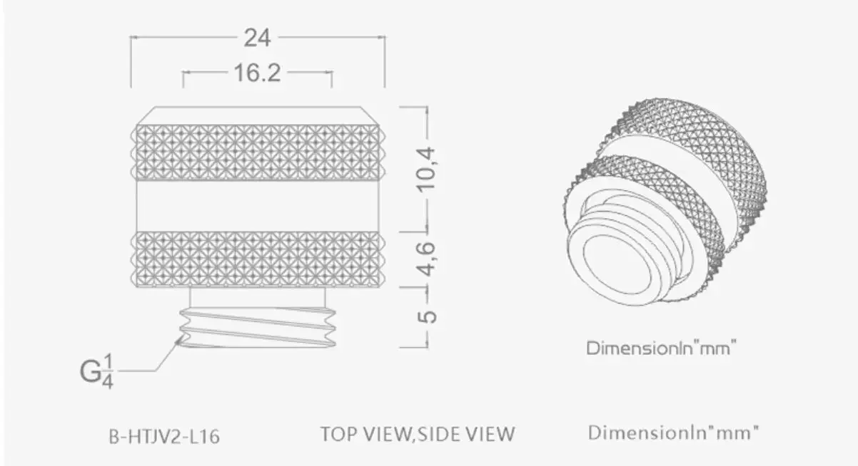 Bykski Hartrohrverschraubung, Außendurchmesser 12 mm/Außendurchmesser 14 mm/Außendurchmesser 16 mm, Handkompressions-Kupferverbindung, G1/4 Zoll, Verwendung für PMMA-/PETG-Steifheitsrohr B-HTJV2-L16