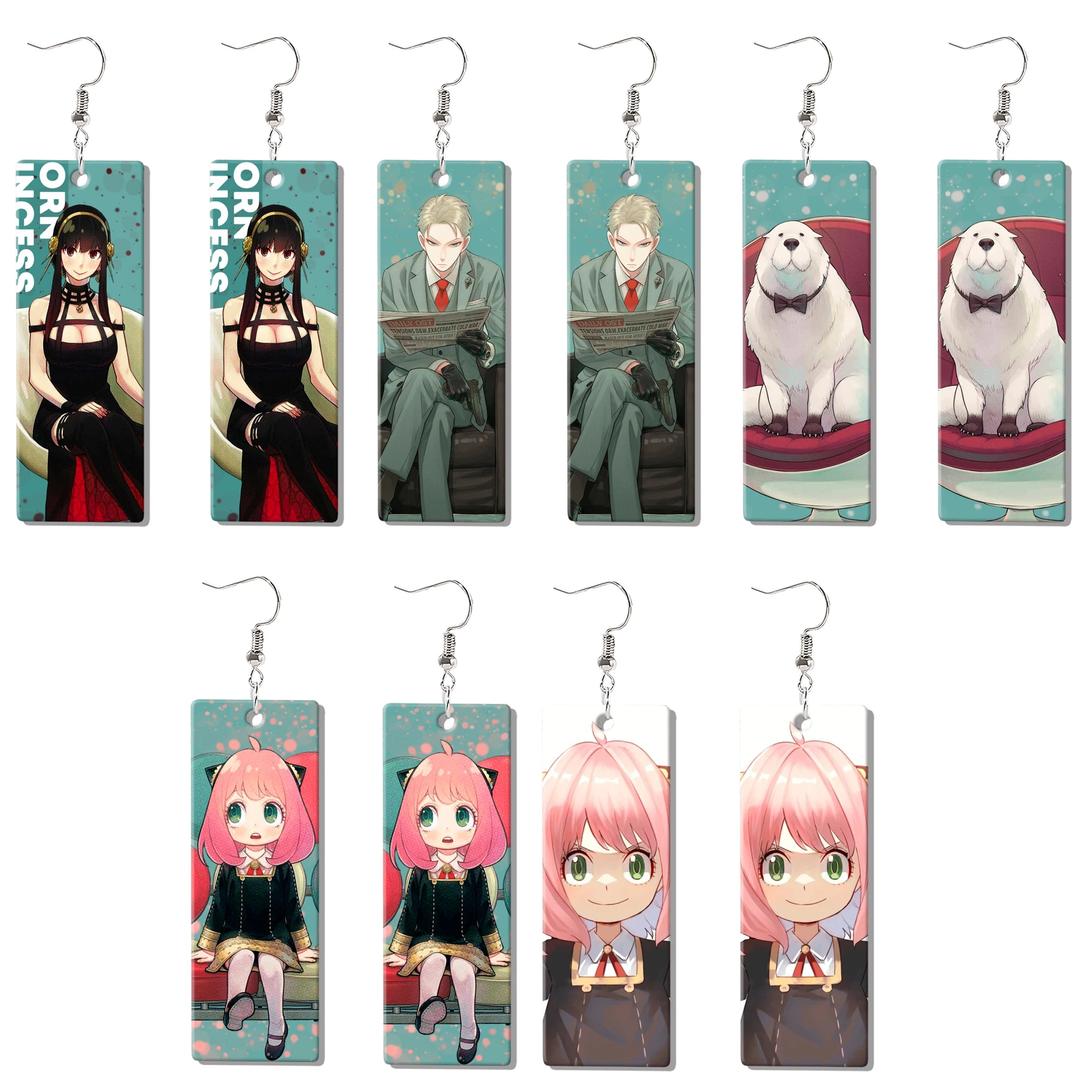 Fashion Acrylic SPY×FAMILY Earrings Anime Anya Yor Loid Forger Cosplay Props Hanafuda Drop Earrings for Women Girls Jewelry