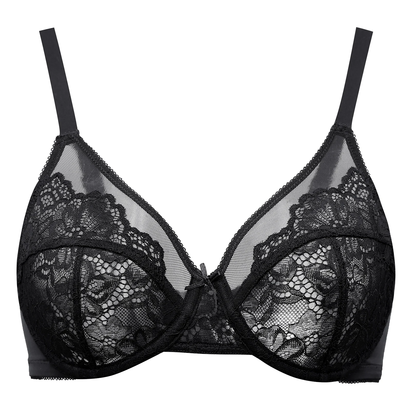 Plus Minimizer Floral Lace Underwire Bra