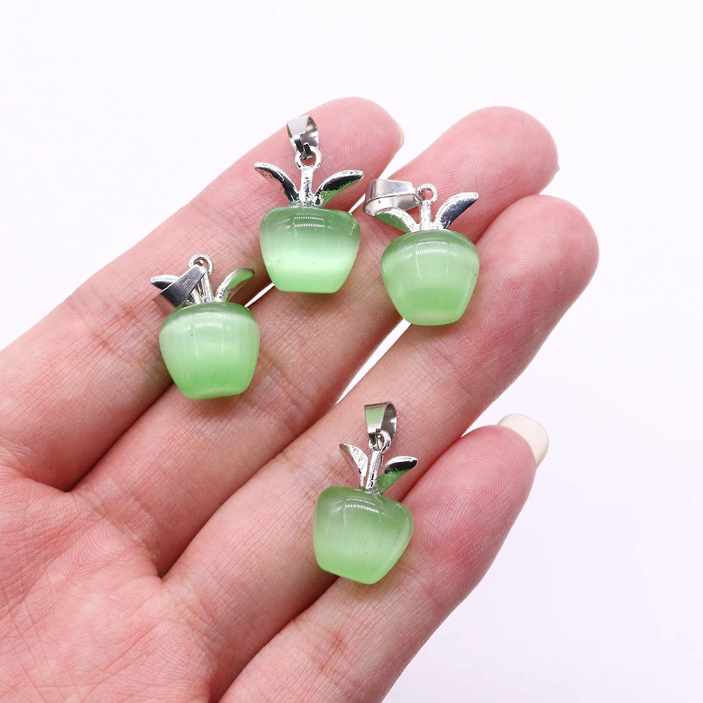 4pcs Natural Stone Apple Pendant Woman Fashion Jewelry Hand Carved Agate Crystal Quartz Pendants for DIY Necklace Accessories
