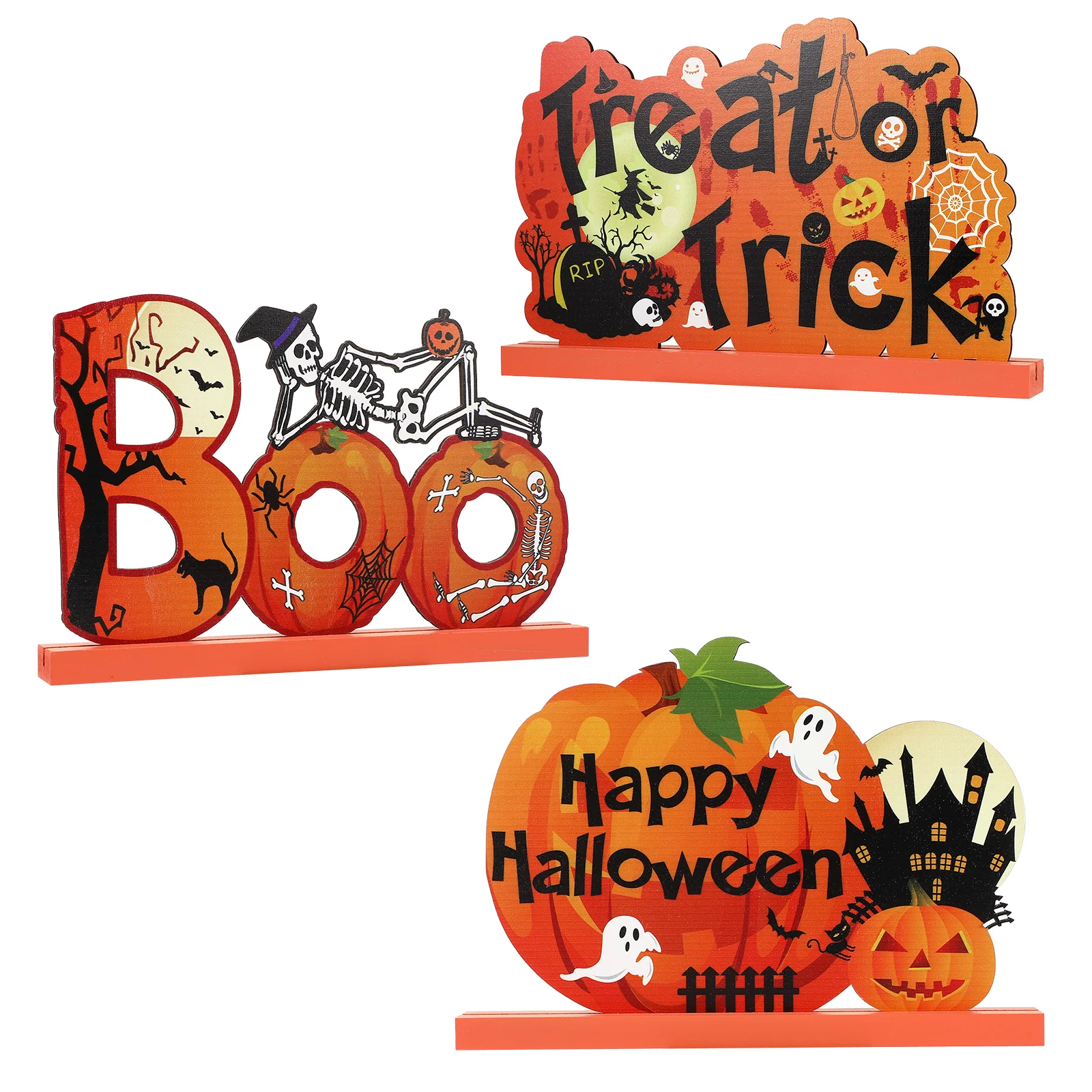 

Halloween Decorations Table Centerpieces Pumpkin for Wooden Sign Happy Party Supplies