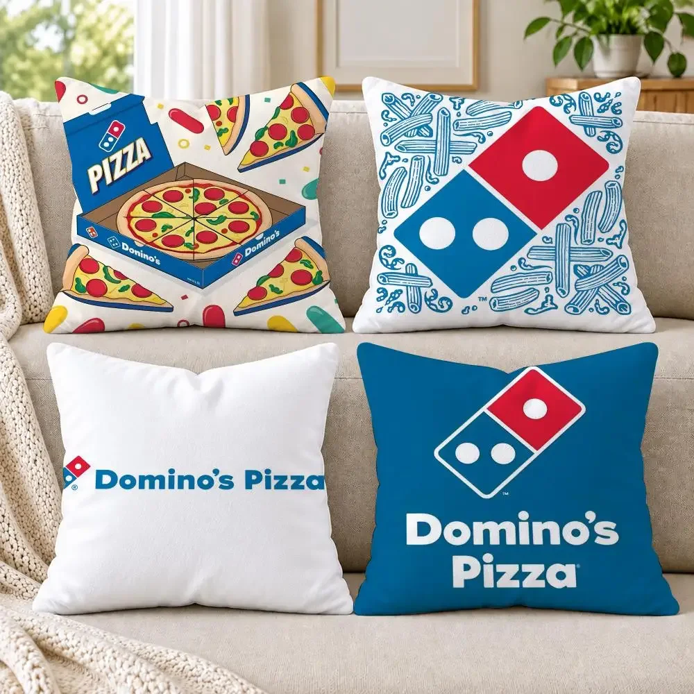 Food Anime D-Domino's Pizza Cushion Cover Short Plush Double-Sided Printing Sofa Bedroom Living Room Pillow Cover Home Decor