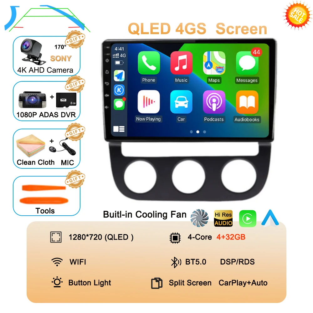 Android 16 Carplay Auto voor Volkswagen Jetta 5 2005 2006 2007 2008 2009 2010 autoradio GPS multimediaspeler 4G head unit stereo