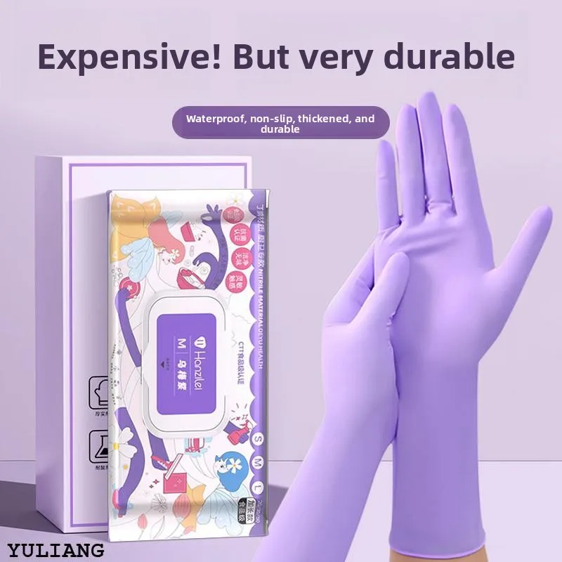

Высококачественные нитриловые перчатки для кухни, прочные, для уборки дома, женские, резиновые, одноразовые, удлиненные, для домашних работ