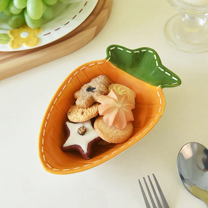 

Cute Carrot Bowl Creative Children's Tableware Bas-relief Modeling Breakfast Western Dessert Plate Soup Bowl
