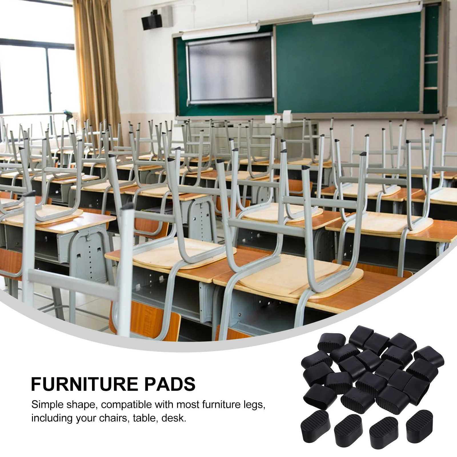 

24Pcs Oval Chair Leg Caps Furniture Pad Covers Non Slip Rubber Floor Protectors Indoor Home Table Desk Leg Covers