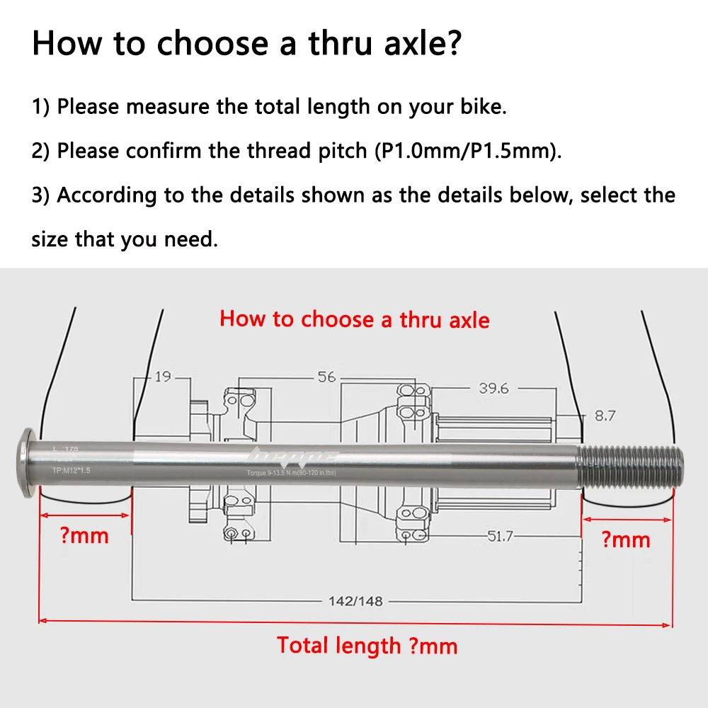 HEPPE Bike Thru Axle MTB Road Bike Shaft Skewer Front Fork 12x100/110 Rear Hub 12x142/148 Ultra Light Thru Axle Titanium Color