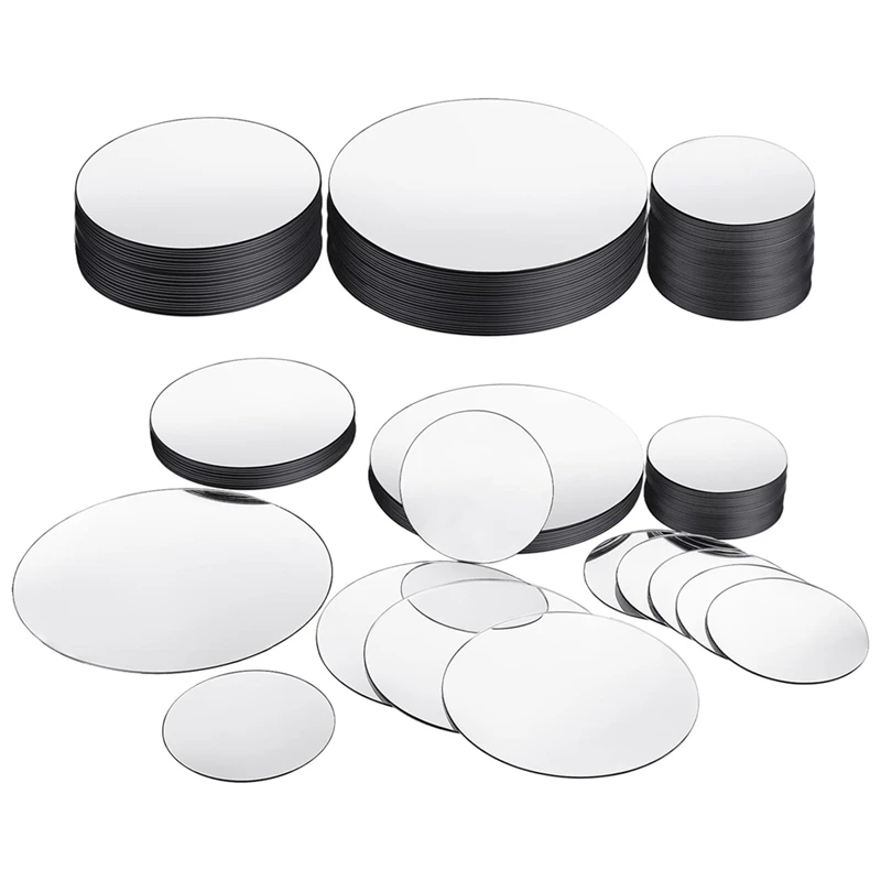 40 PCS Mini Size Round Mirror Small Round Mirror Adhesive Mirror Round Craft Mirror Tiles for Crafts(3Inch,4 Inch,5Inch)