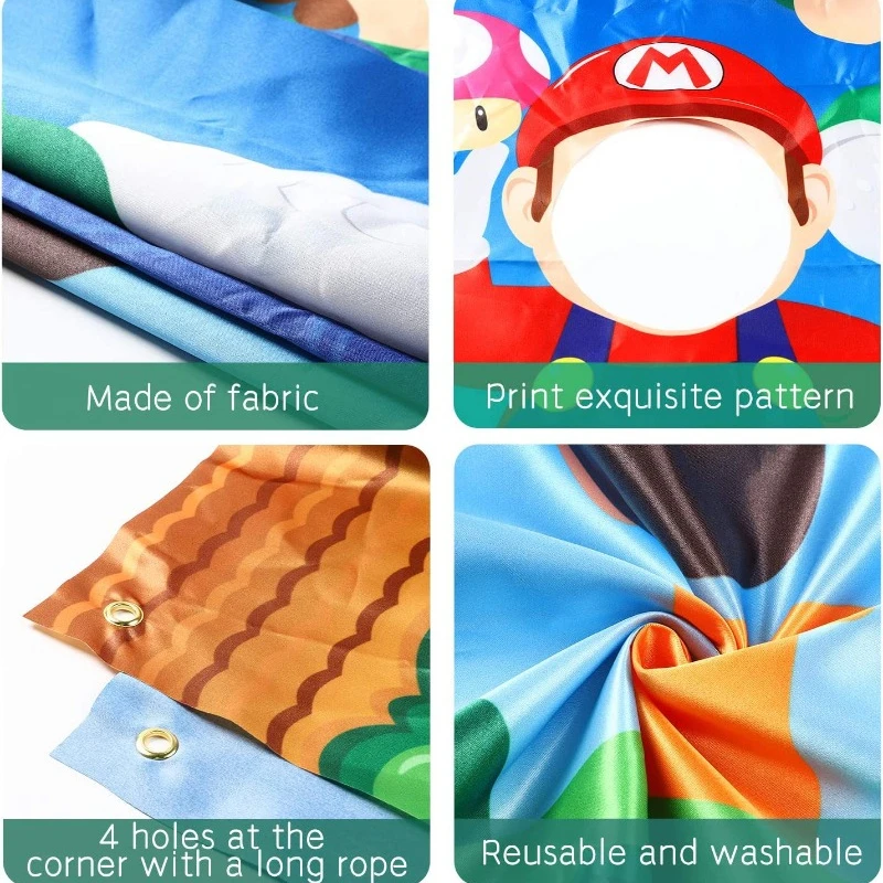 Super Marios Bros พื้นหลังอะนิเมะ Luigi ภาพประตูแบนเนอร์ผ้า Face การถ่ายภาพฉากหลัง Party Supplies ของเล่นเด็ก