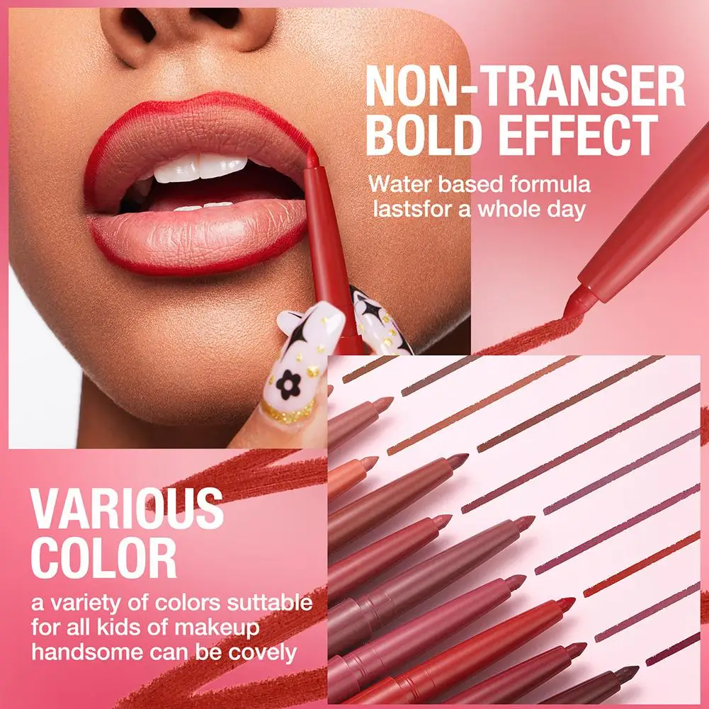 12-colour Matte Lip Liner Nourishing And Moisturising Non-colour Loss Lipstick Pencil Plumping Lip Shape Waterproof Lipstick