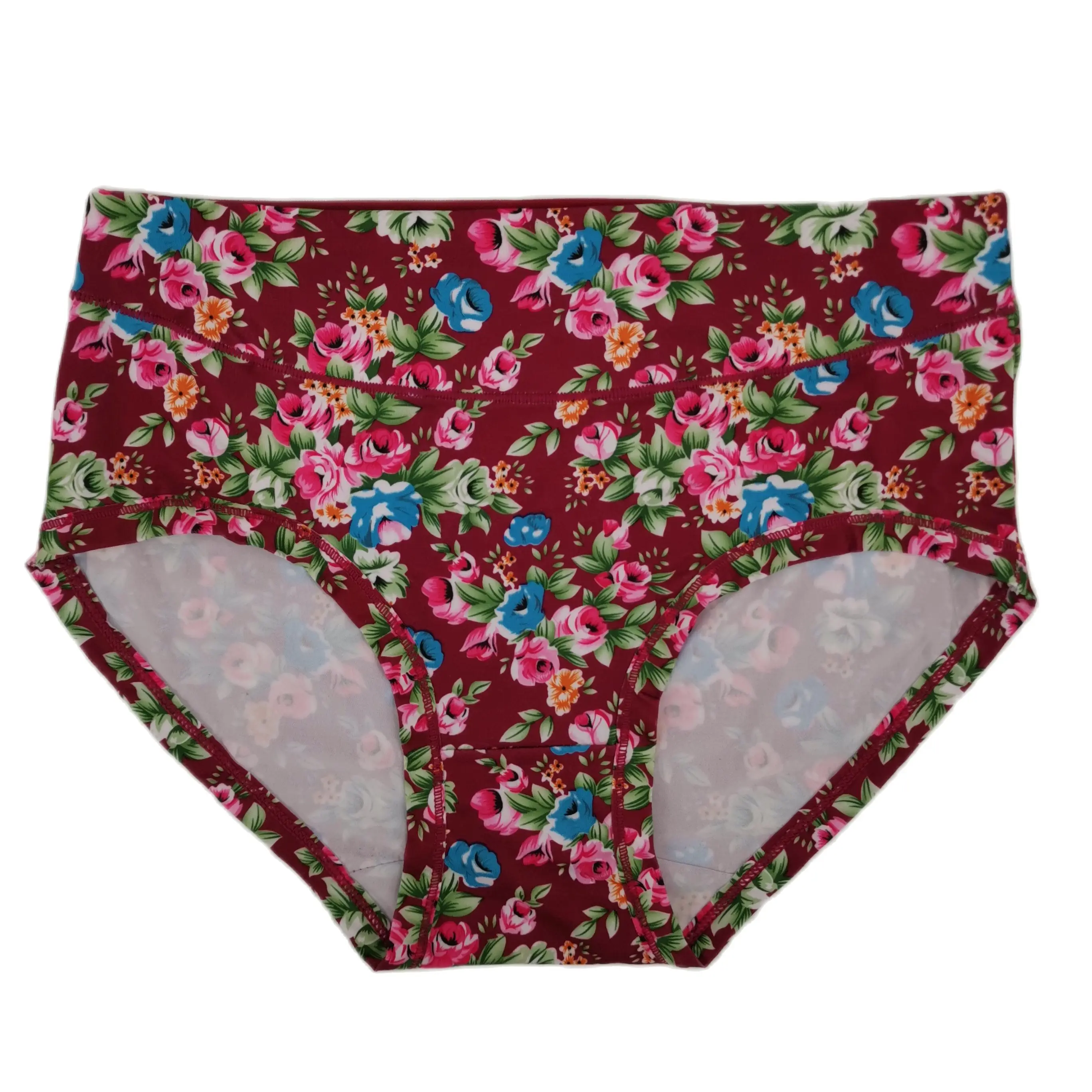 Women\'s Panties With Floral Print,Large Size Women Panties,Woman Underwear Panty Floral Pattern,Mid-Waist Women\'s Underpants