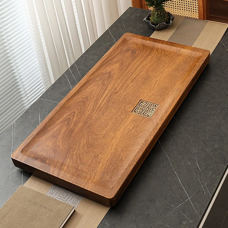Black Modern Wooden Tea Tray Stone Kong Fu Living Room Tea Tray Chinese Office Home holz tablett rechteckig Decorative Tray