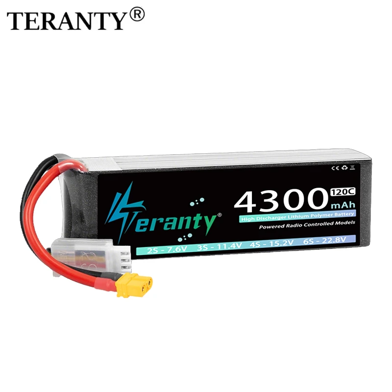 TERANTY 2S 4300mAh 7,4V 70C 7,6V 120C Lipo-Akku mit T XT60 XT90 Stecker für RC Auto LKW Boot FPV Drohne Helikopter Flugzeug