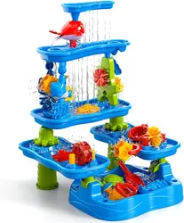 Sand and Water Table Toy for Kids, 5 Tier Showers Pond Table, Kids Play Activity Summer Outdoor on Beach Backyard Age 3-5 Up